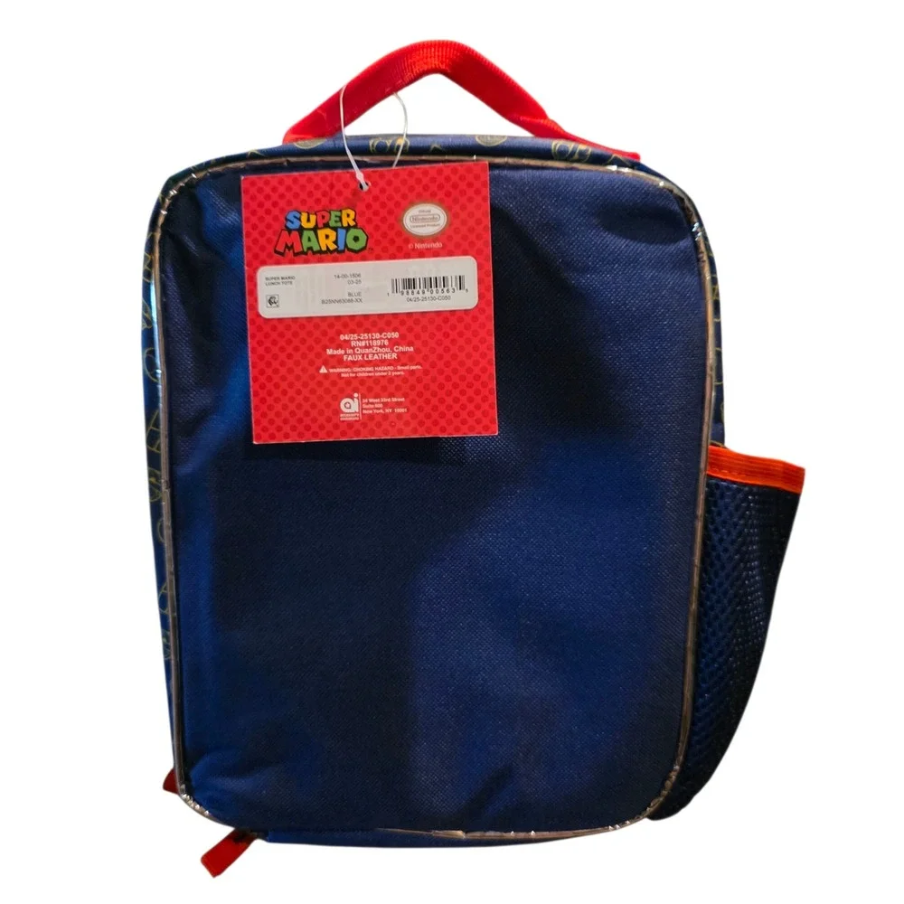 Super Mario Brothers Lunch Box Insulated Yoshi Luigi Mario Question Block NWT‎